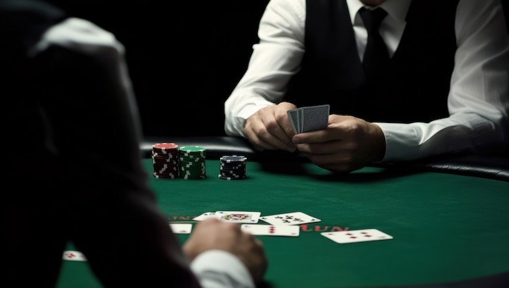 Tampilan permainan Domino QQ di aplikasi mobile abastoto dengan kartu domino dan chip taruhan